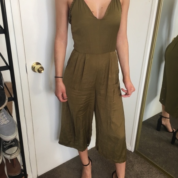 zara olive green jumpsuit